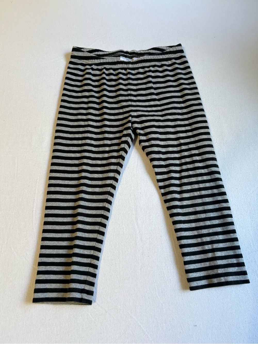 Hanna Andersson Black and Gray Striped capris Leggings